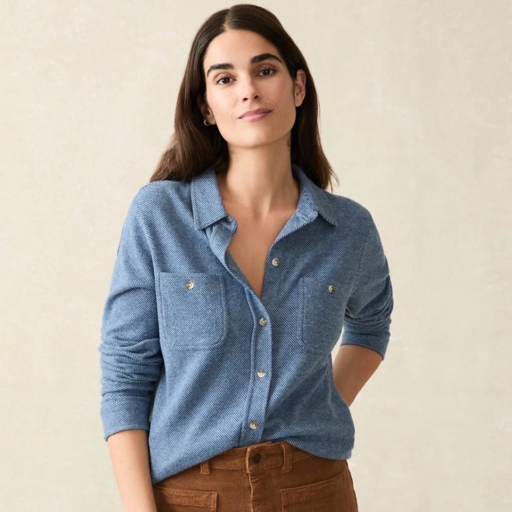 Faherty The Legend Sweater Shirt Small Glacier Blue